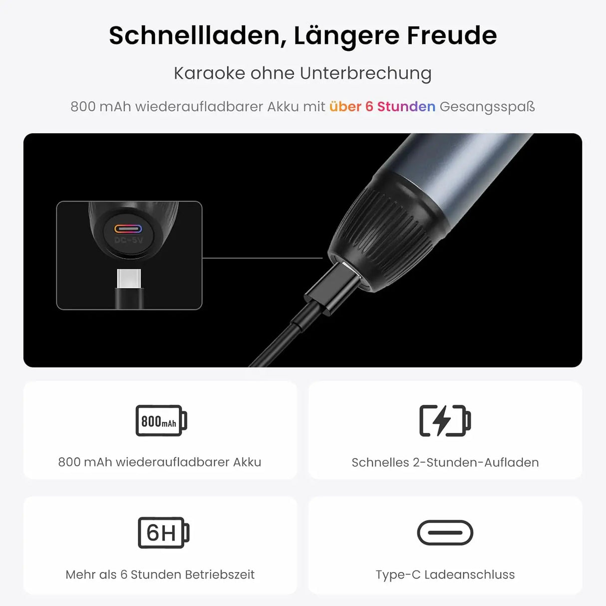 ATOTO AC-MICW2 Drahtloses Mikrofon-Set – Zwei wiederaufladbare Karaoke-Handmikrofone mit Empfänger, 15 m Reichweite, 6 Std. Laufzeit, kompatibel mit V10-Serie Autoradios