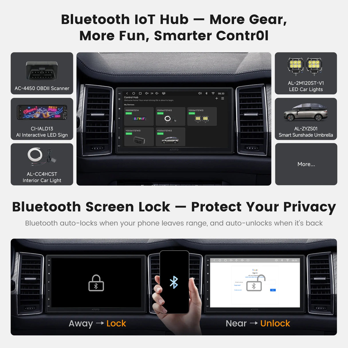 ATOTO A7G225PKL 12.5" QLED Double DIN Android Car Stereo, Wireless CarPlay & Android Auto, 4G LTE, Hi-Fi DSP 4V Pre-Out, HDMI In/Out