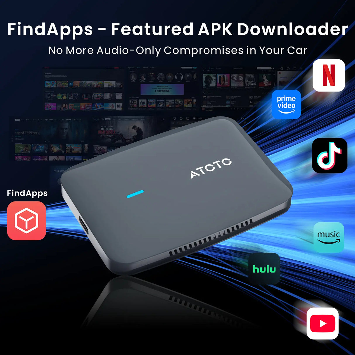 ATOTO CB4A-GY Wireless CarPlay & Android Auto Adapter – YouTube & Netflix Video Streaming