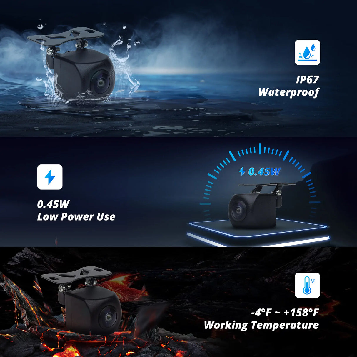 ATOTO AC-RCR04W 1080P Rear View Recording Camera – HDR, 145° Wide Angle, LRV, IP67 Waterproof, BLC, for S8 UN/MS/PN (S8L/Gen4/PN: Live Rear View & Reverse View Only, No Recording)