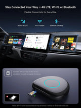 ATOTO CB6C CarPlay AI Box Adapter, Android Multimedia Magic Box with Built-in 4G LTE SIM Slot, Wireless CarPlay & Android Auto, Watch YouTube/Netflix/Disney+, 4GB+64GB, 8-Core, DriveChat AI, TF Card Support - Converts Wired to Wireless