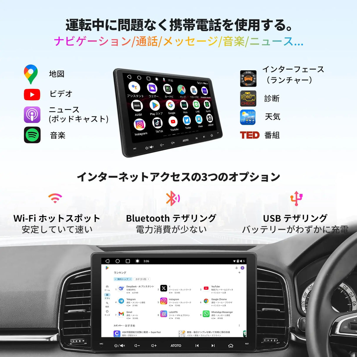 ATOTO A6PF 9インチ 2DIN ディスプレイオーディオ Android カーナビ ATOTO A6PF 9インチ 2DIN ディスプレイオーディオ Android カーナビ