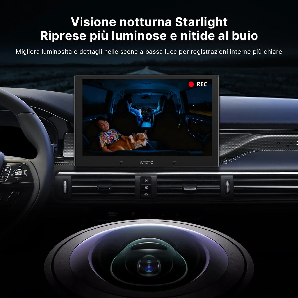 ATOTO AC-HN9CBV2 In-Cabin Front-Facing Camera, AHD 1080p, 135° Wide-Angle, Starlight Night Vision, Loop Recording, Parking Mode, V10 Series Only