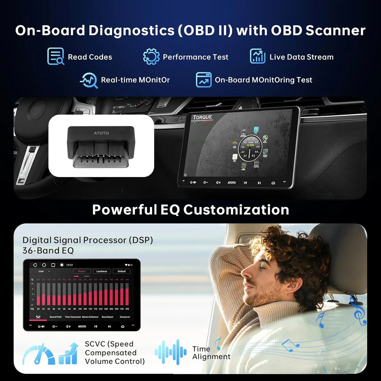 ATOTO A6G209PF 9" Android Double DIN Car Stereo with OBD, Wireless CarPlay & Android Auto, GPS, HD LRV, WiFi/BT, Dual Bluetooth, MirrorLink, 8-Core 2G+32G