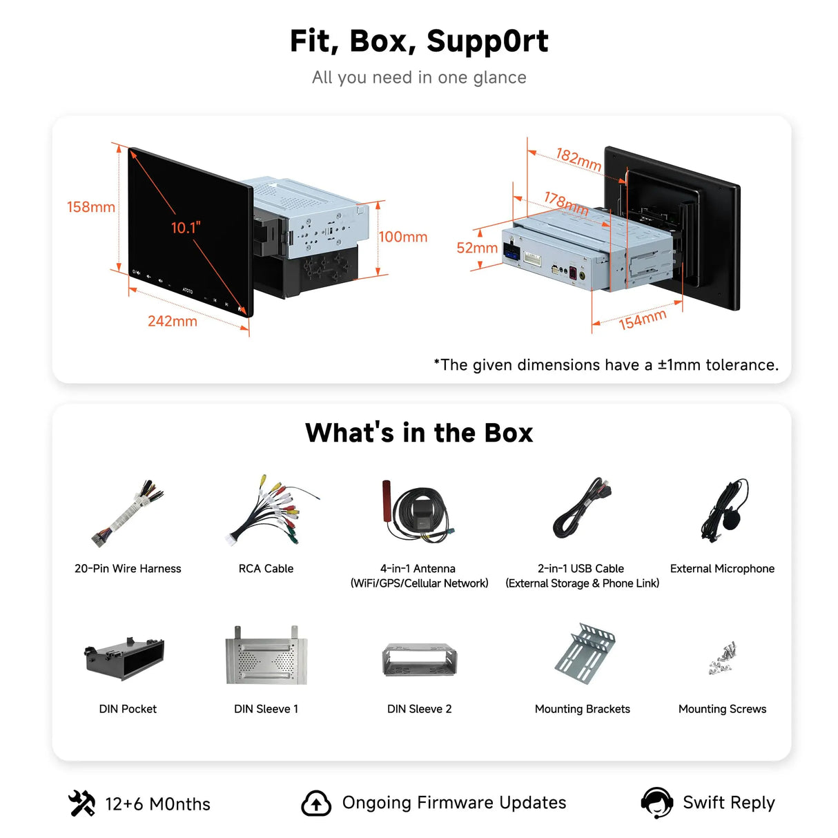ATOTO S8G1104MS 10" Single Din & Double Din Car Stereo, Floating Display, 4G+32G, 4G LTE, Wireless CarPlay and Android Auto, Dual Bluetooth, AI-Powered, Android Radio