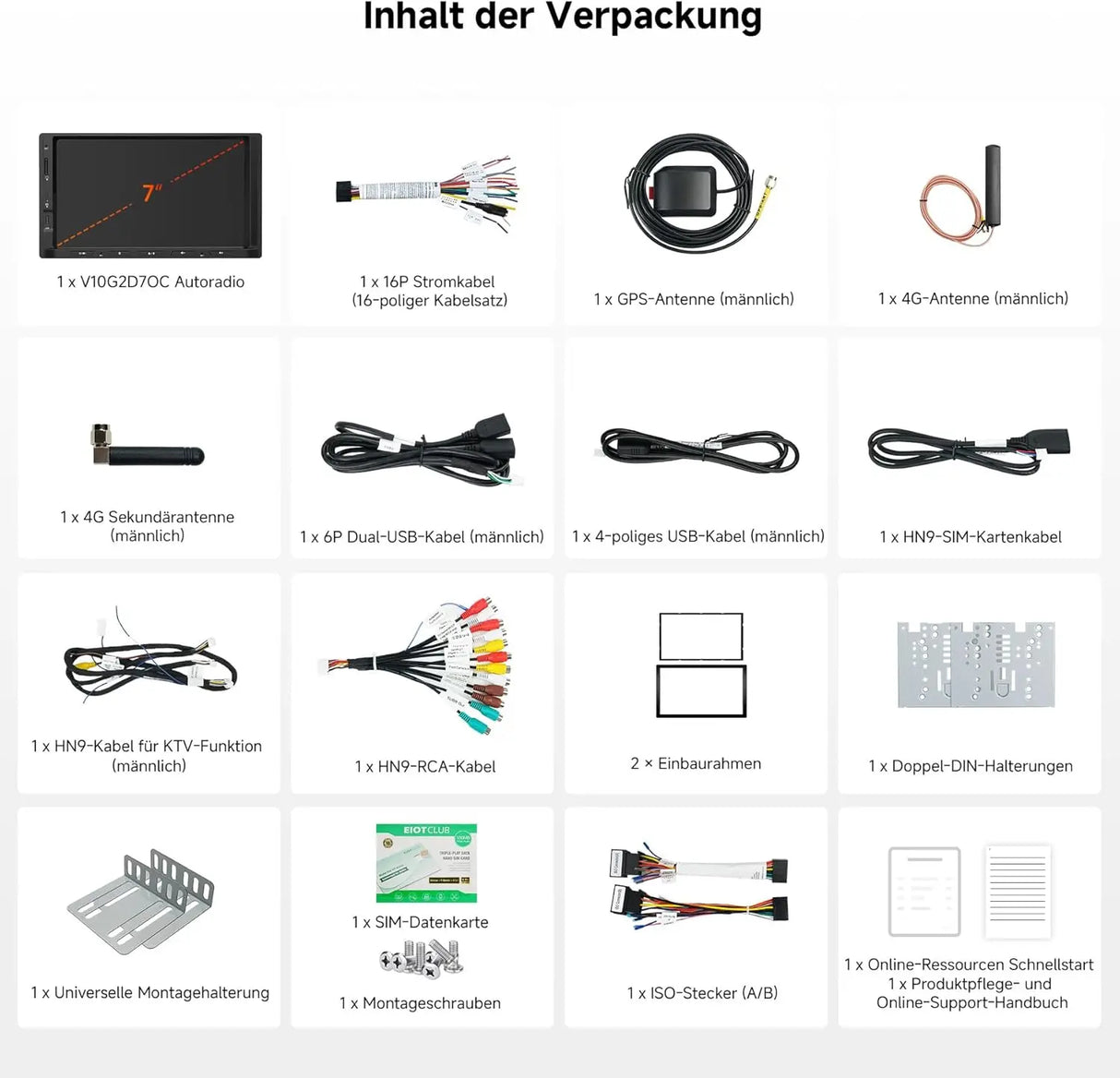 ATOTO V10G2D7OC 7 Zoll Android 2 DIN Autoradio mit Wireless CarPlay & Android Auto, Karaoke im Auto, aptX HD Bluetooth 5.4, DSP Audio 7.1.2, Ambientebeleuchtung, 4G LTE/WLAN, Agentische KI
