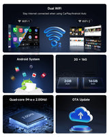 ATOTO CB4CT Android Box【AI Box ワイヤレスアダプター】CarPlay・Android Auto対応 2GB+16GB 動画配信対応（YouTube/Hulu/Spotify） 車載マルチメディアボックス デュアルWi-Fi・デュアルBluetooth AIアシスタント HDMI出力 USB対応 プラグ＆プレイ OTAアップデート OBD II搭載 モデル