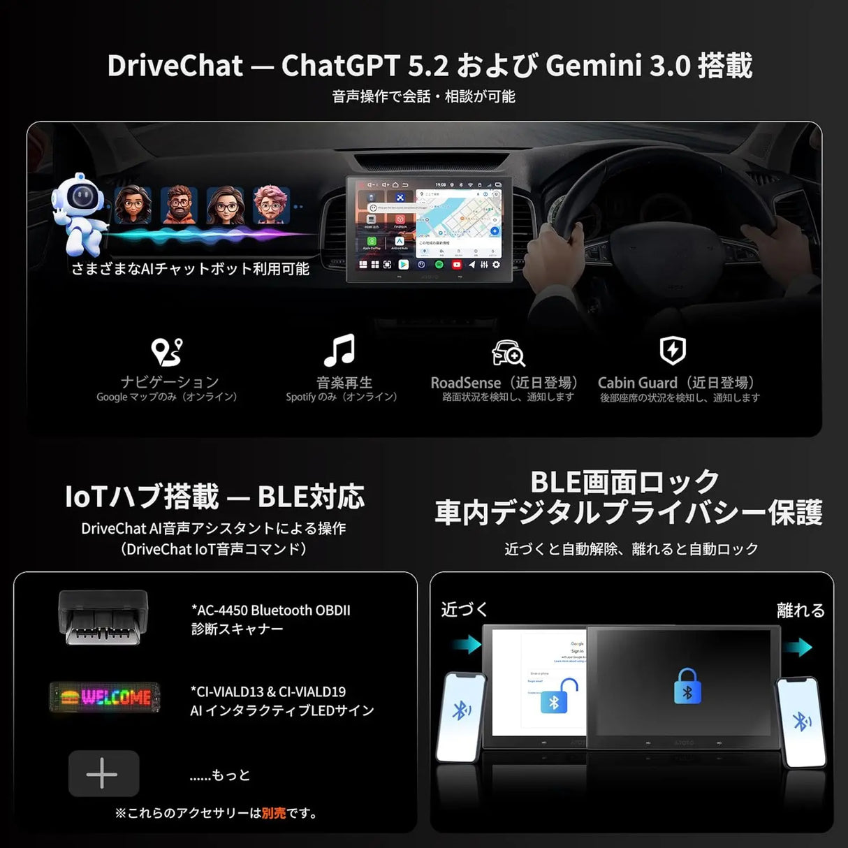 ATOTO V10 10インチ2DIN ディスプレイオーディオ、ドラレコ・カメラ付