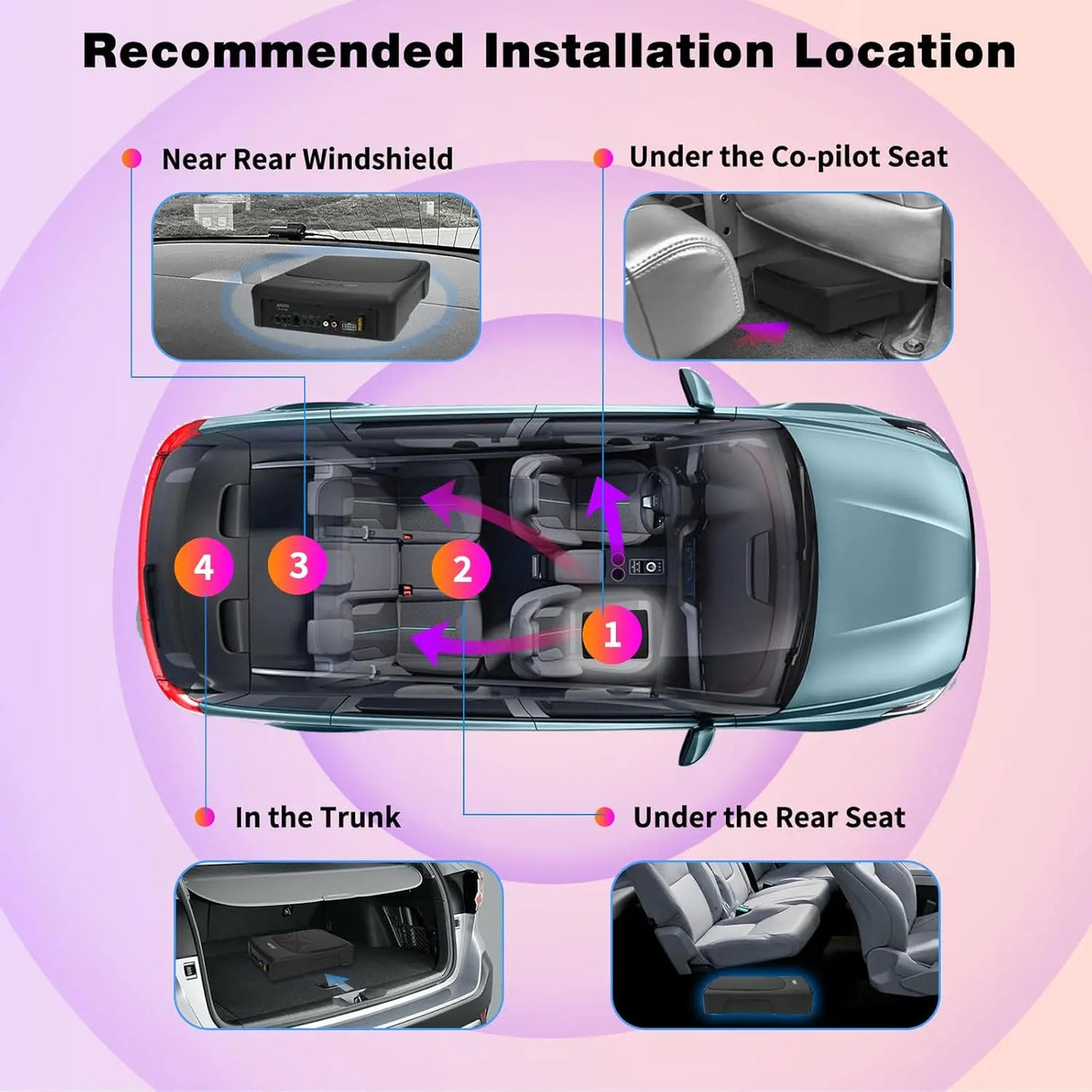 ATOTO 10 inch Under Seat Powered Car Subwoofer with Built-in Amp, Ultra Slim Active Amplified Subwoofer with Variable Bass Boost, 400W Max Power, Remote Sub Control