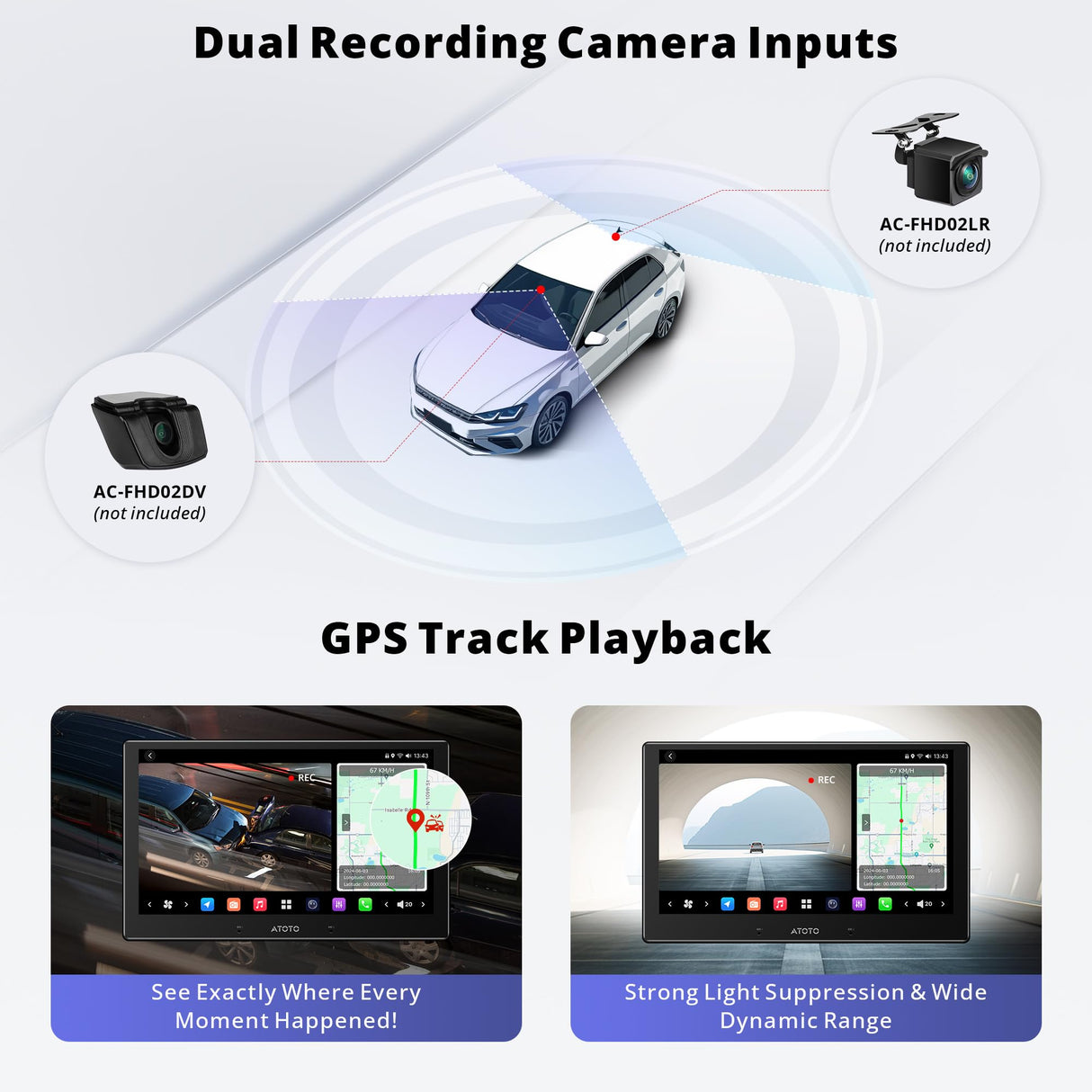 ATOTOZONE 10" QLED AI Android Autoradio 1 DIN, Floating Screen Auto, 8G+128G In-Dash Navigation, 4G LTE, Kabelloses CarPlay &amp; Android Auto, Dual-Phone &amp; 2 Bluetooth, SCVC, GPS-Tracking, X10G110E