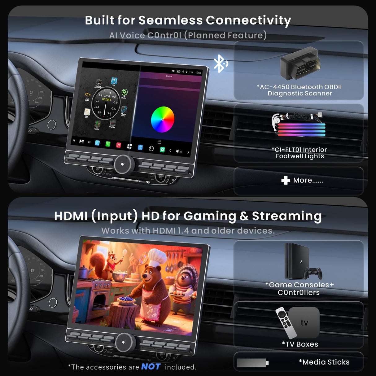ATOTO X10G129PE 12.95" QLED Android Car Radio (Single/Double Din), 8G+128G, Flexview Display with Knob & Buttons, 7.1.2 CH Surround Audio, Wireless CarPlay & Android Auto, 4G LTE, 36-Band EQ, HDMI Input