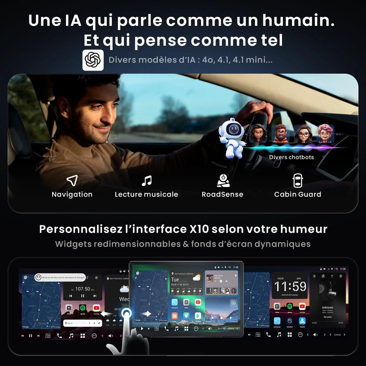 ATOTO 14.1" QLED X10G141E Autoradio Android avec GPS intégré, 1DIN & 2DIN, 8G+128G, Écran Flexview, Audio 7.1.2 CH, 4G LTE, EQ 36B, CarPlay & Android Auto sans Fil, HDMI IN