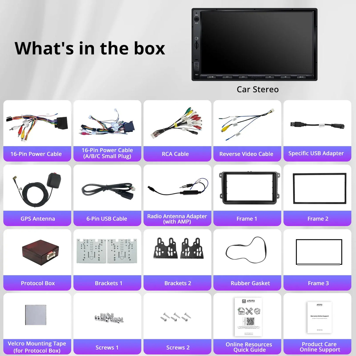 ATOTO A5LVWA7T 7" Double Din Car Stereo Compatible for VW Jetta/Tiguan/Golf/Passat, Wireless CarPlay & Android Auto, Wi-Fi/BT Tethering, 24-Band EQ DSP, Bluetooth, Mirror Link, 2+32G, FM/AUX/TF Support