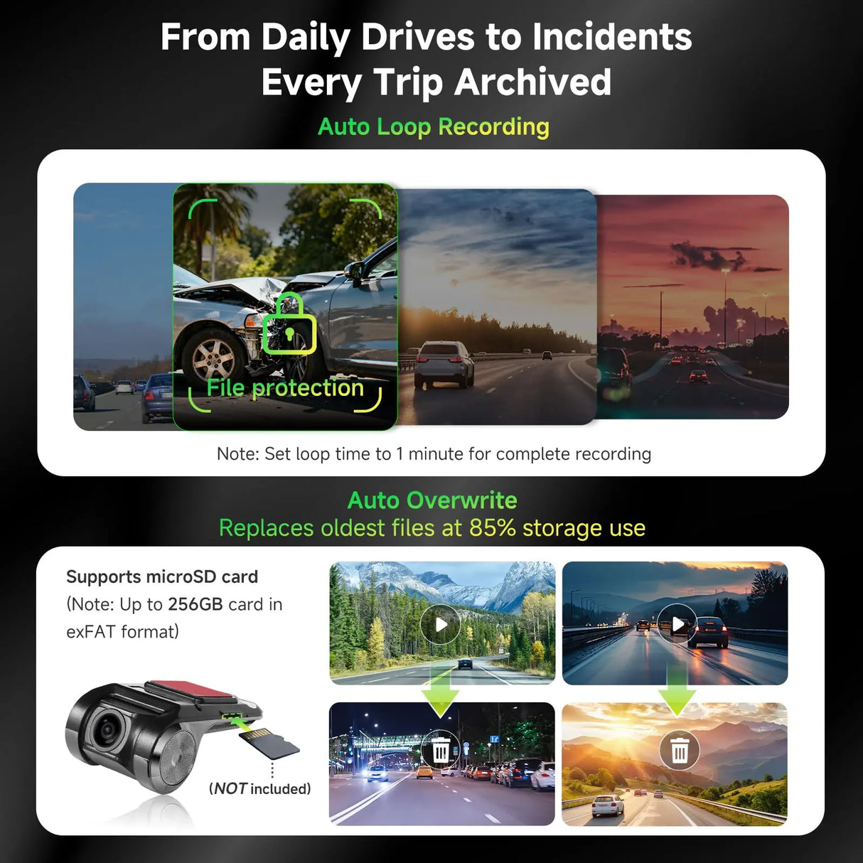 ATOTO AC-44P2 1080P USB DVR On-Dash Camera, 156° Wide-Angle, Loop Recording, Video Lock Function & Playback, Supports Up to 64GB, Compatible with ATOTO A5/A6/S8/P9, Not Compatible with F7/P5/P8/X10