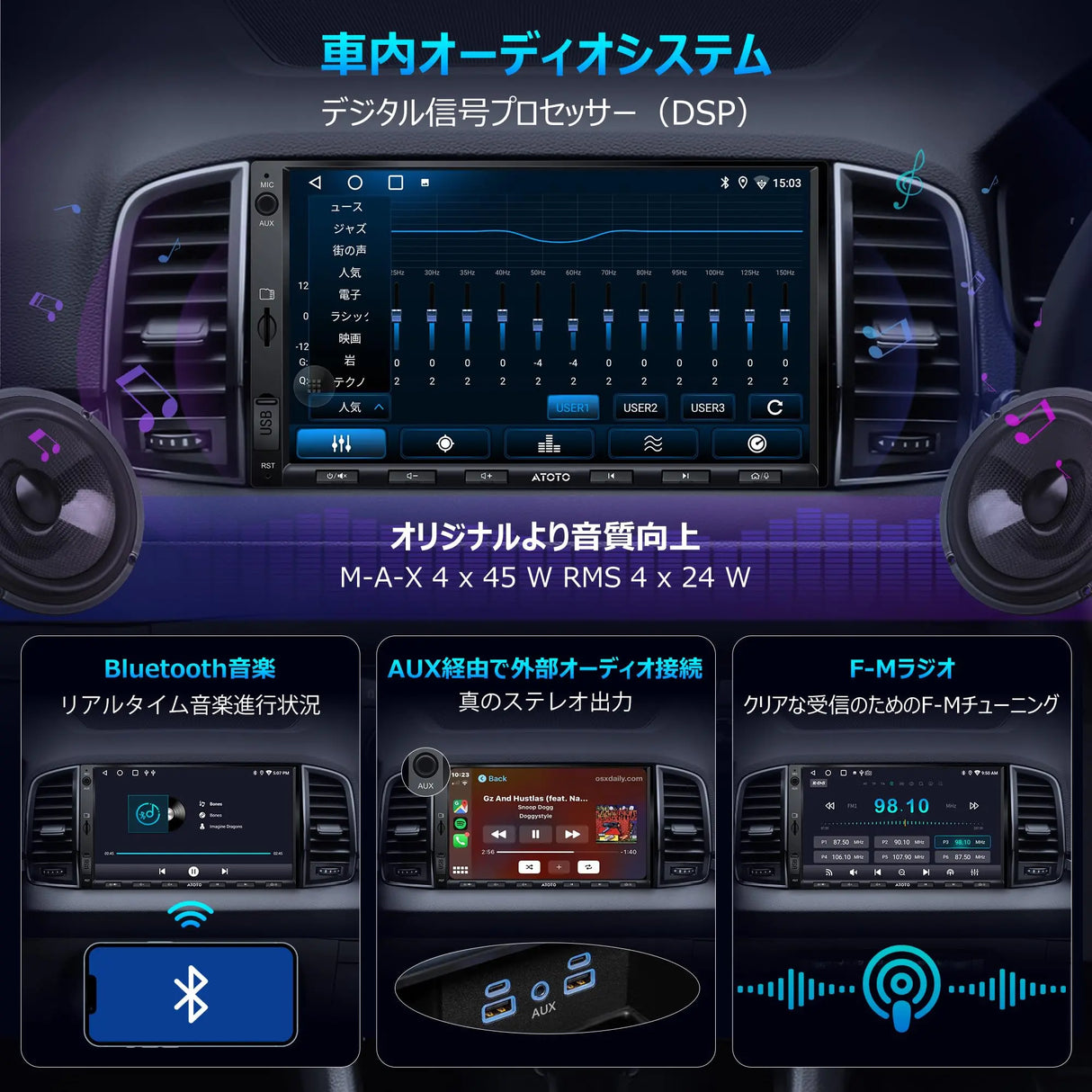 ATOTO A5L 7インチ 2Dinディスプレイオーディオ CarPlay対応 OBD2内蔵 ATOTO A5L 7インチ 2Dinディスプレイオーディオ CarPlay対応 OBD2内蔵