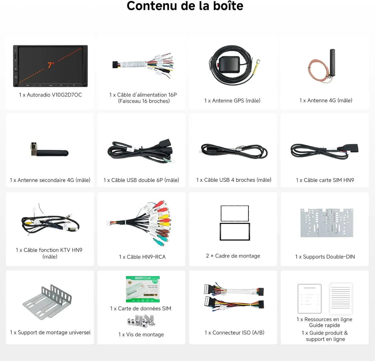 ATOTO V10G2D7OC Autoradio 2 DIN Android 7" QLED, Karaoké embarqué, Enregistrement simultané 4 caméras, Wireless CarPlay & Android Auto, 4G LTE/Wi‑Fi, aptX HD Bluetooth