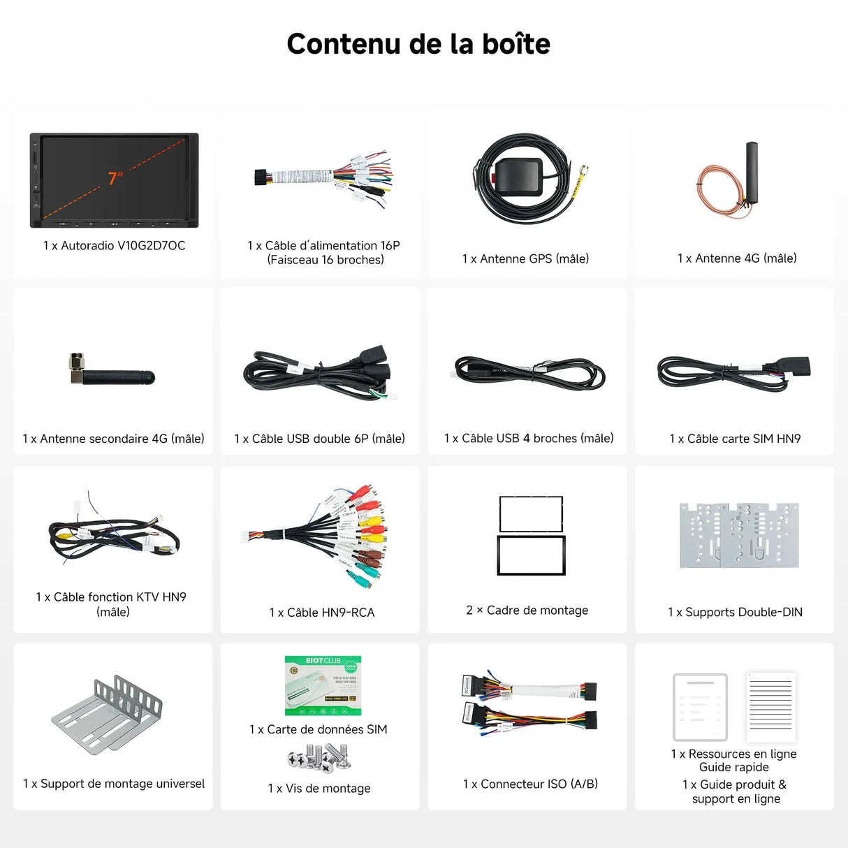 ATOTO V10G2D7OC Autoradio 2 DIN Android 7" QLED, Karaoké embarqué, Enregistrement simultané 4 caméras, Wireless CarPlay & Android Auto, 4G LTE/Wi‑Fi, aptX HD Bluetooth