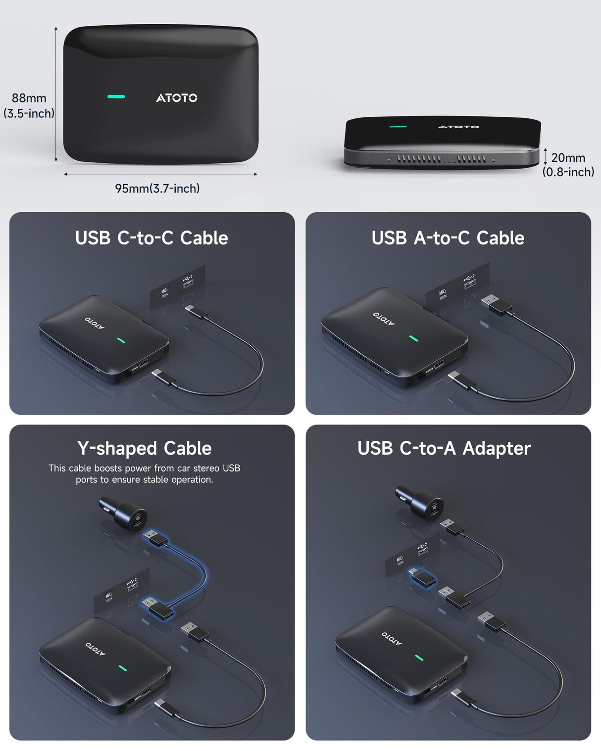 CarWave CB4B カースマートボックス Android AIボックス ATOTOLIFE ワイヤレスCarplay対応 2025年 デュアルWiFi/Bluetooth Netflix YouTube視聴可能 128GB TFカード対応 プラグ＆プレイ 車でYouTube見る方法 4G+32G 車載スマートボックス