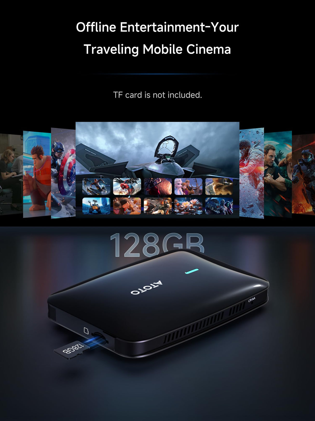 Carplay Wireless Adapter, Magic CarPlay Box Supports for Netflix/YouTube/TF Card, 4GB+32GB AI Box Carplay, Plug & Play, Drivechat with AI Skills, Dual WiFi, Bluetooth, Fits for OEM Wired CarPlay Cars