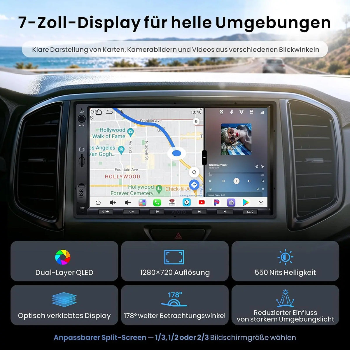ATOTO S8L 7 Zoll AI Android Autoradio Doppel DIN Radio,4G SIM·WiFi, 4G+64G