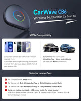 ATOTO CB6C CarWave AI Box Wireless CarPlay Adapter with GPS Tracking, Android 13, Android Auto Support, 4G LTE, AI Voice, 4GB+64GB Storage – Smart Car Dongle, Black