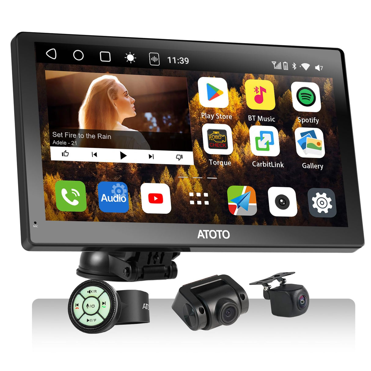 ATOTO 9 Inch Android Portable Car Stereo with 4G+32G, Wireless CarPlay and Android Auto, in Dash GPS Navigation System with 4G Dual BT WiFi Dashcam Backup Camera, P909PRS3