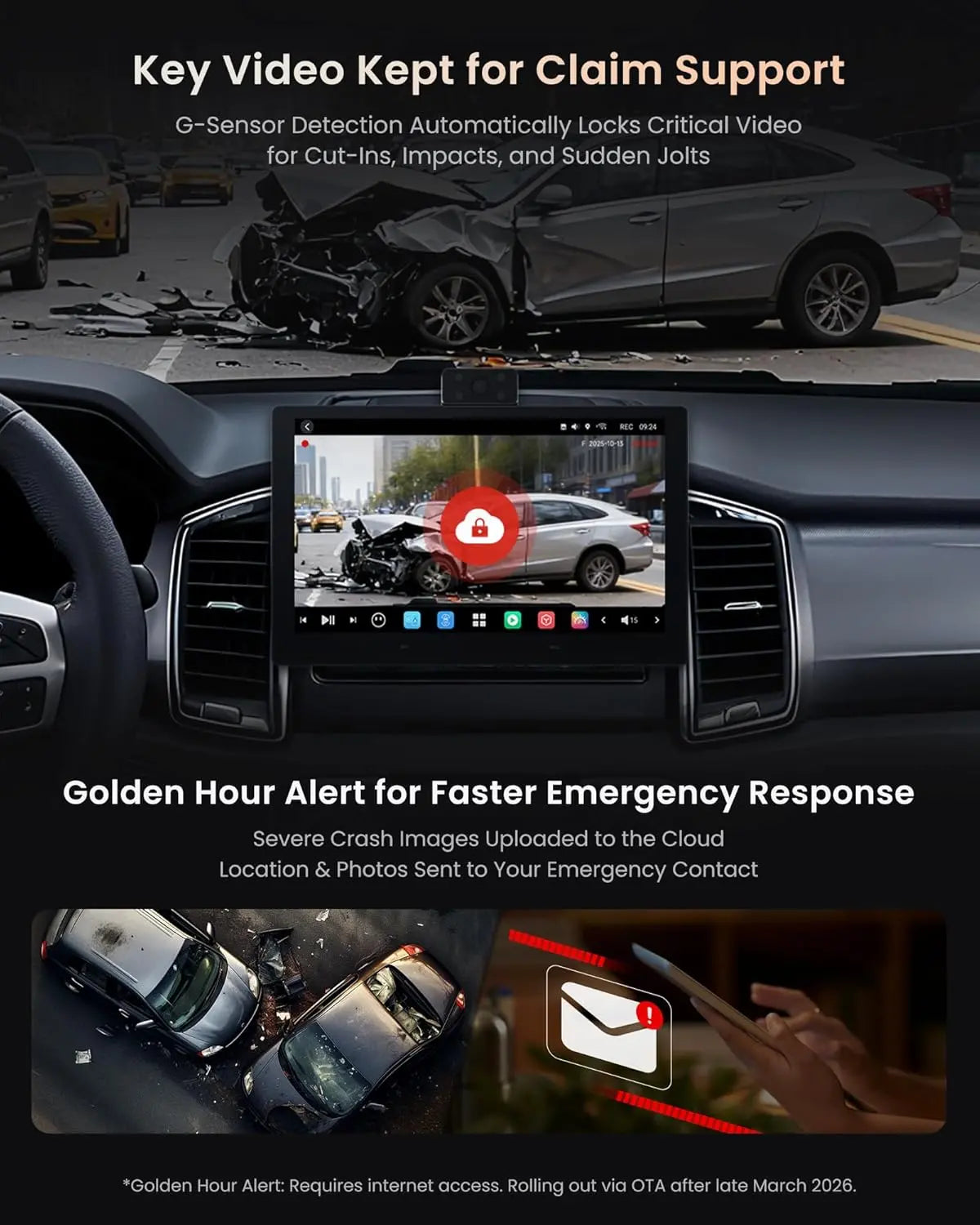 ATOTO P10 9” Portable Carplay Screen, AI Agent Android Car Stereo, with Front/Back/Cabin DVR Cam & OBD, AI Vision, Re-Mote Live View, Gloden Hour Alert, 4G LTE, 8G+128G, Wireless CarPlay & AA