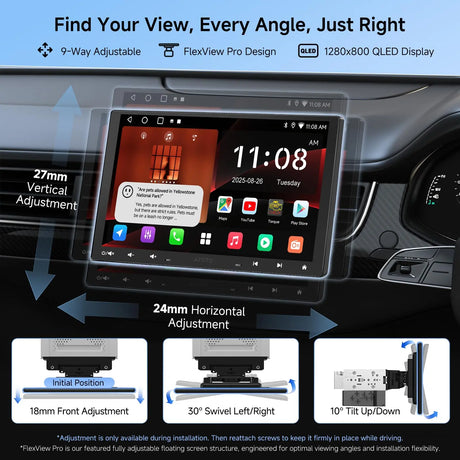 ATOTO A5LG110T 10.1" QLED Android Single & Double Din Car Stereo with Dash Cam, Wireless CarPlay & Android Auto, 2G+32G, Floating QLED Touchscreen, 1080P DVR Recording Camera, WiFi/Bluetooth
