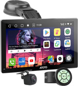 ATOTO 7" Portable Sat Nav with Wireless CarPlay & Android Auto, 4+32G, 1080P Reverse Camera, QLED Touchscreen, 4G LTE, GPS Navigation, WiFi, Dual Bluetooth, Auto-Dimming, SWC, AUX & USB