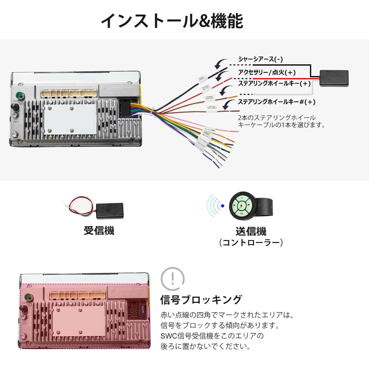 ATOTO AC-44F8 視聴バンドスタイル ワイヤレスリモコン ルミナスボタン付き キー操作対応 ATOTO＆他社カーステレオステアリングコントロールホイール交換