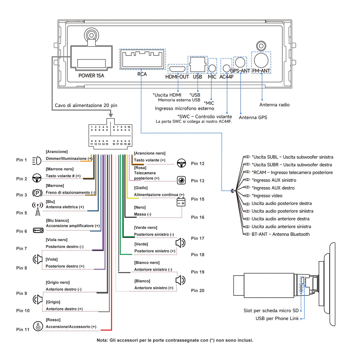 ATOTO A5LG110T 10" Autoradio 1 DIN/2 DIN Android con schermo flottante, telecamera posteriore, CarPlay e Android Auto senza fili, tethering WiFi/BT/USB, MirrorLink, DSP, FM/RDS, 2G+32G