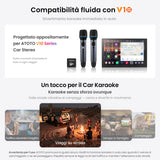 ATOTO AC-MICW2 Kit microfono wireless – Doppio microfono karaoke ricaricabile con ricevitore, bassa latenza, portata 15m, 6h durata, compatibile con autoradio serie V10