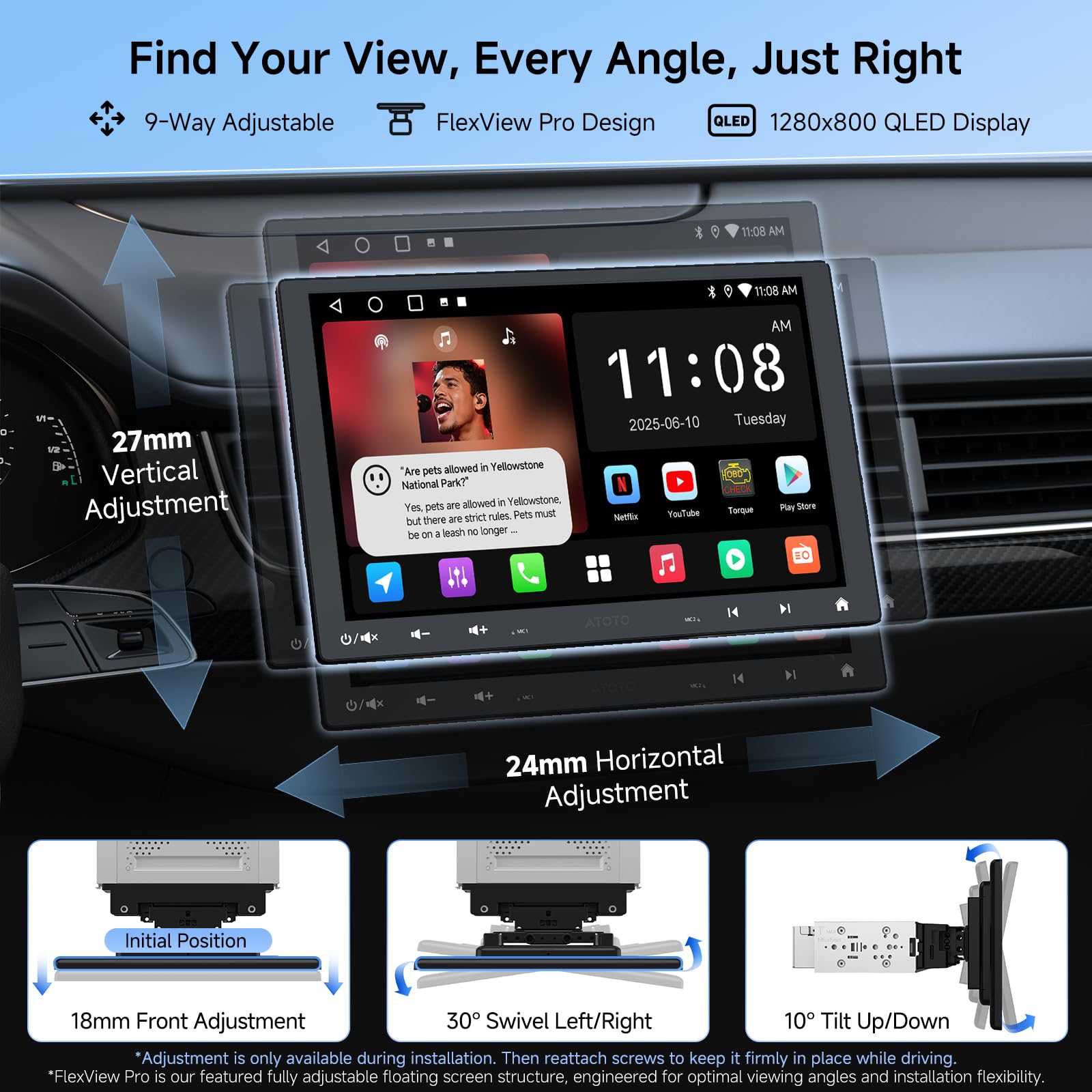 ATOTO A5 Lite インダッシュオーディオ ATOTO A5L 10.1型 2Dinディスプレイオーディオ CarPlay OBD2 GPS搭載