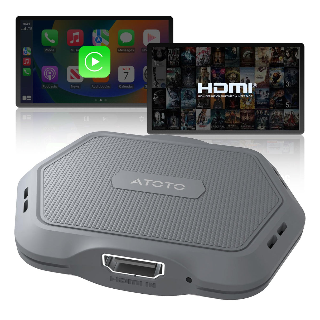 ATOTO AD1 Wireless CarPlay Adapter with HDMI, 2-in-1 Dongle for Wired CarPlay Cars, Plug & Play HDMI Multimedia Hub for TV Box, Game Console, DVD/Blu-ray, Bluetooth 5.2, OTA Updates