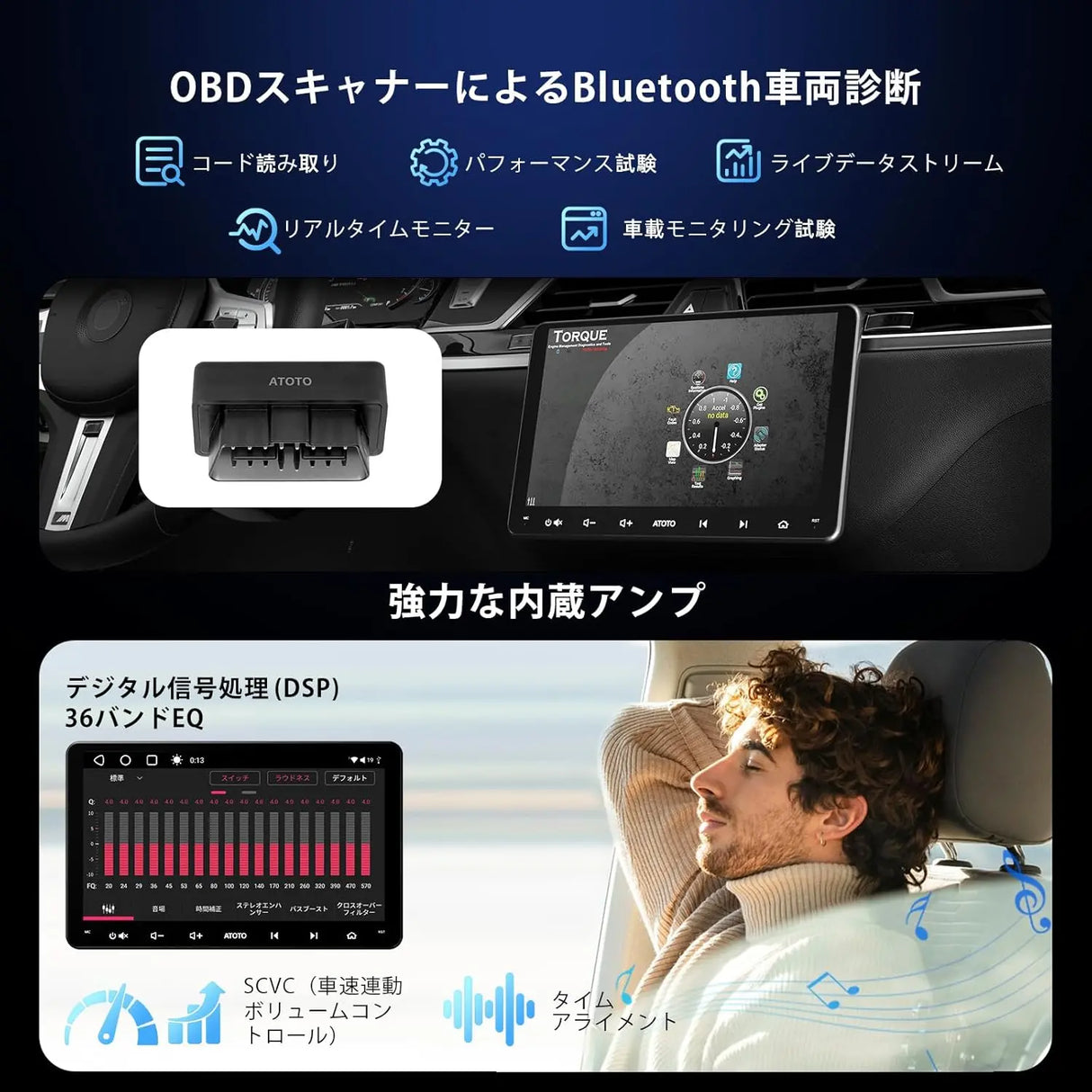 ATOTO A6PF 9型2DINディスプレイオーディオ｜OBD対応&QLEDアラーム