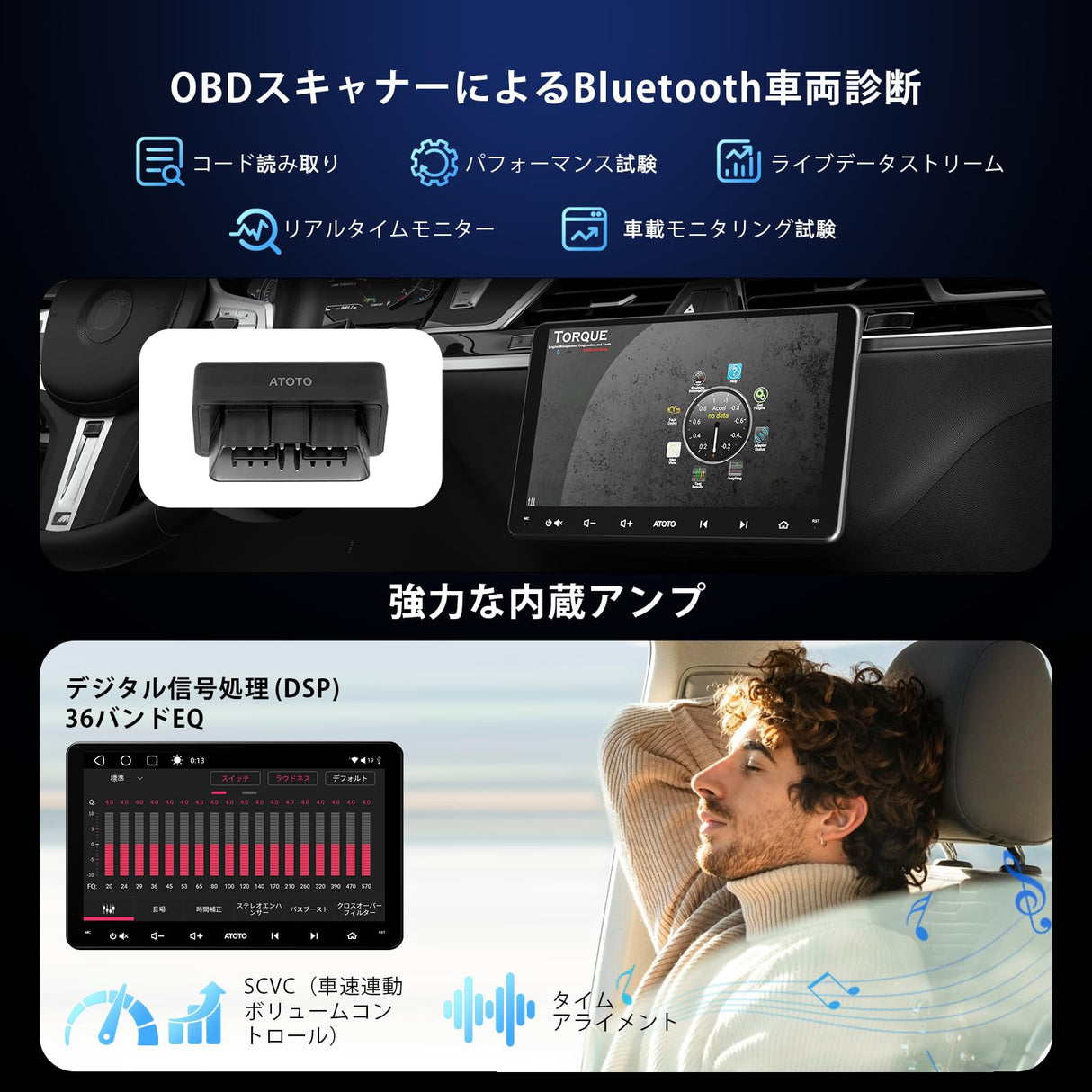 ATOTO A6G209PF 9インチ 2DINディスプレイオーディオ | Android搭載ダブルDINカーオーディオ | OBD対応 A6PF 8コアCPU 2G+32G | QLED HDタッチスクリーン | ワイヤレス CarPlay と Android Auto | GPSナビ | WIFI/デュアルBluetooth 