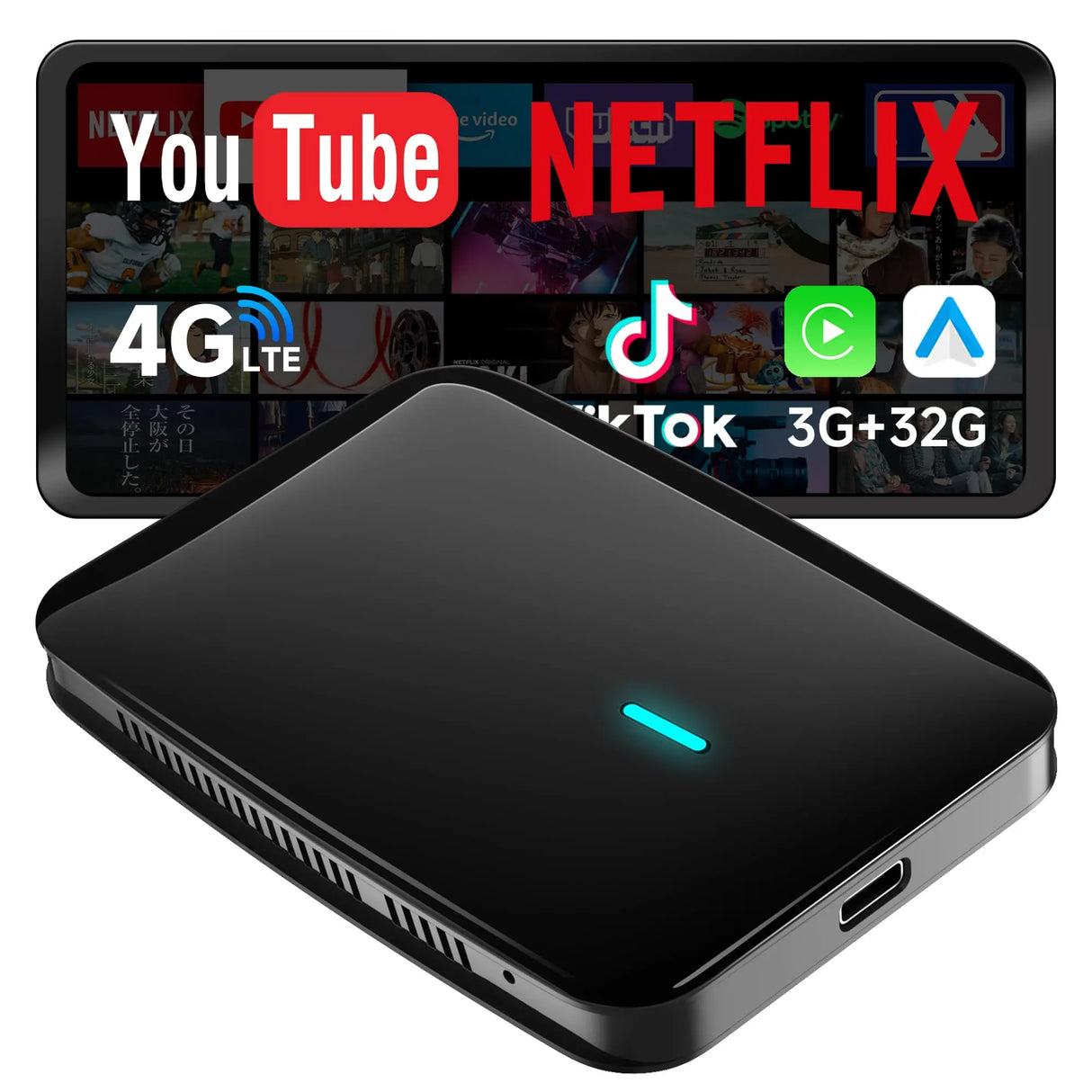CarPlay AIボックス、Netflix/YouTube/TFカード対応 ワイヤレスCarPlay