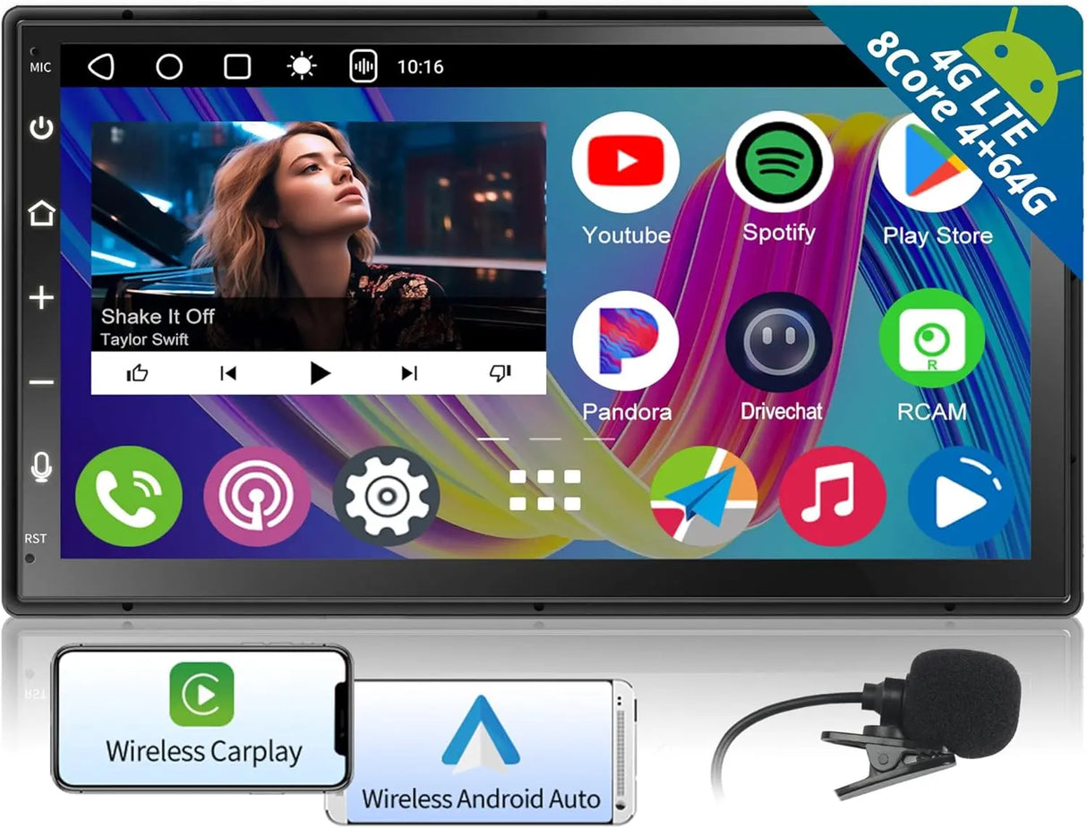 ATOTO A6G2B7PL Autoradio 2 DIN Android, 7" Écran QLED, 4G LTE + WiFi, 4 Go + 64 Go, CarPlay & Android Auto sans Fil, Double Bluetooth