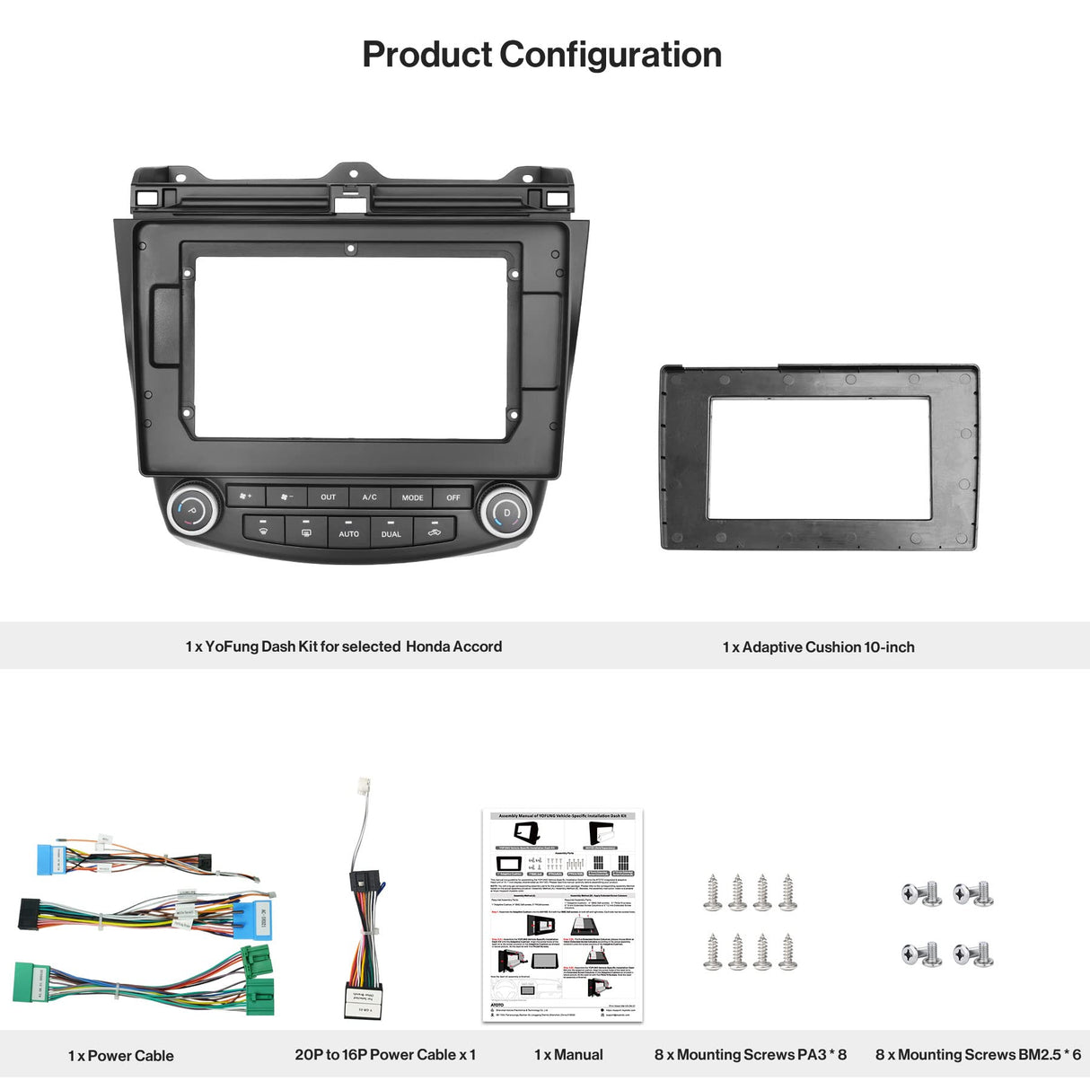 YOFUNG AC-HDAD03X-ST Installation Mounting Dash Kit -Compatible with Selected Honda Accord 2003 2004 2005 2006 2007 Models - Only Fit for ATOTO Car Stereo of IAH09D Style