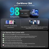 ATOTO CarWave CB4 AI Box CarPlay/Android Auto Wireless Adapter,OBD2 Diagnostic, 4-in-1 Video Box w/YouTube, Dual Bluetooth & WiFi, 2GB+16GB (Up to 128GB), Plug & Play for OEM Wired CarPlay & Android Auto Stereo