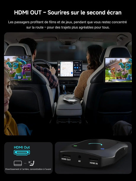 ATOTO CB7SBX CarPlay Wireless Adapter Android Auto AI Box, HDMI In/Out, Android 8GB+128GB, 4G LTE, Dual Bluetooth, DriveChat, AI Box for Netflix/YouTube/TikTok/TF Card
