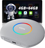 ATOTO CB6 Wireless CarPlay Adapter, 8GB+128GB, AI Box with Dual Bluetooth, AI Voice Assistant, GPS Tracking, Wired to Wireless CarPlay & Android Auto, Multi-App Compatible (Silver)