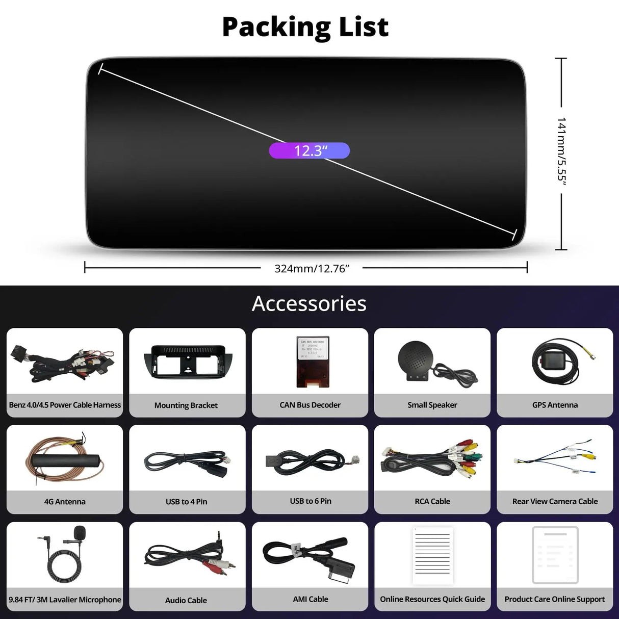 ATOTO S8MBBC412C8PN 12.3" Mercedes Compatible Car Stereo, Wireless CarPlay & Android Auto, Fits B-Class W246 NTG4.5/4.7 2013-2014, GPS Tracking, AI DriveChat, 4G LTE, Dual Bluetooth, Retains Original Functions