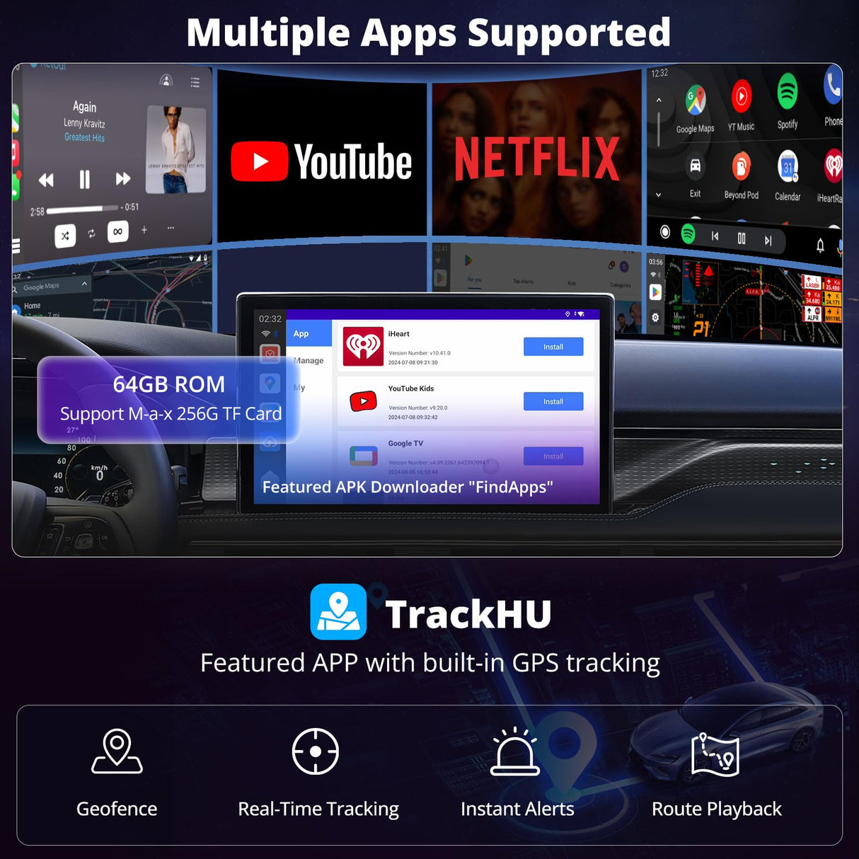 ワイヤレスCarPlayアダプター、2025年アップグレードAndroid 13、CarPlay AIボックスAndroid Autoアダプター、GPSトラック付き、AI DriveChat、4G LTE、2 BT、4G+64G、プラグ＆プレイスマートボックス、CB6C、ディープブラック