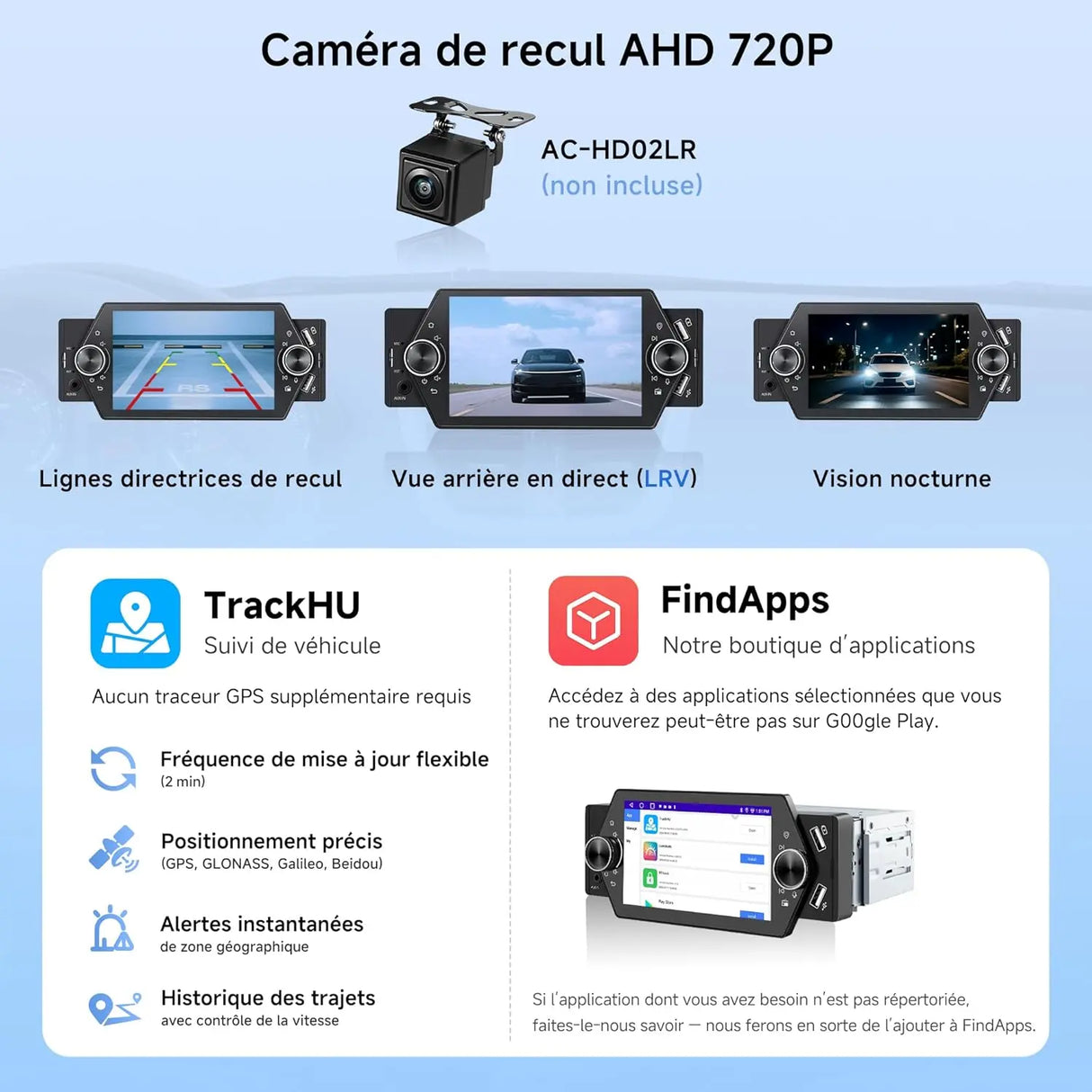 ATOTO A5LG1A5T 5" Autoradio Bluetooth Android 1 DIN avec CarPlay & Android Auto sans fil, écran tactile, Wi-Fi, USB, FM/AM/RDS, MirrorLink, commande vocale, LRV & GPS