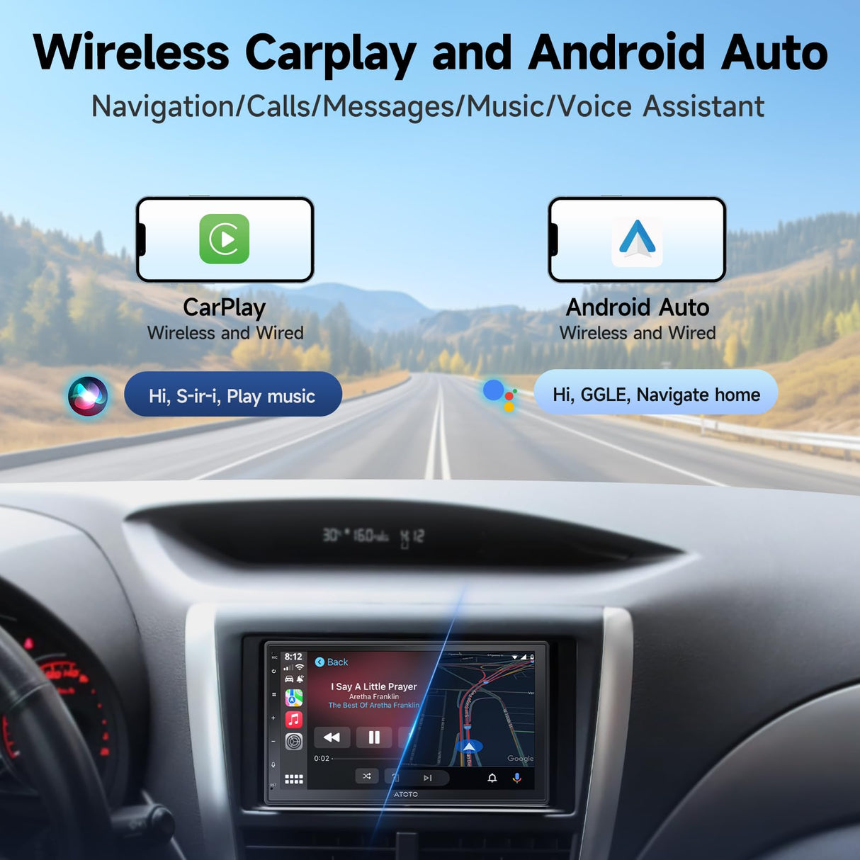 ATOTO A5L 7" Double Din Car Stereo with Wireless CarPlay & Android Auto, Backup Camera & DVR Dashcam, ChatGPT, GPS Navigation, WiFi/Bluetooth/USB, 24 EQ DSP, 2G+32G