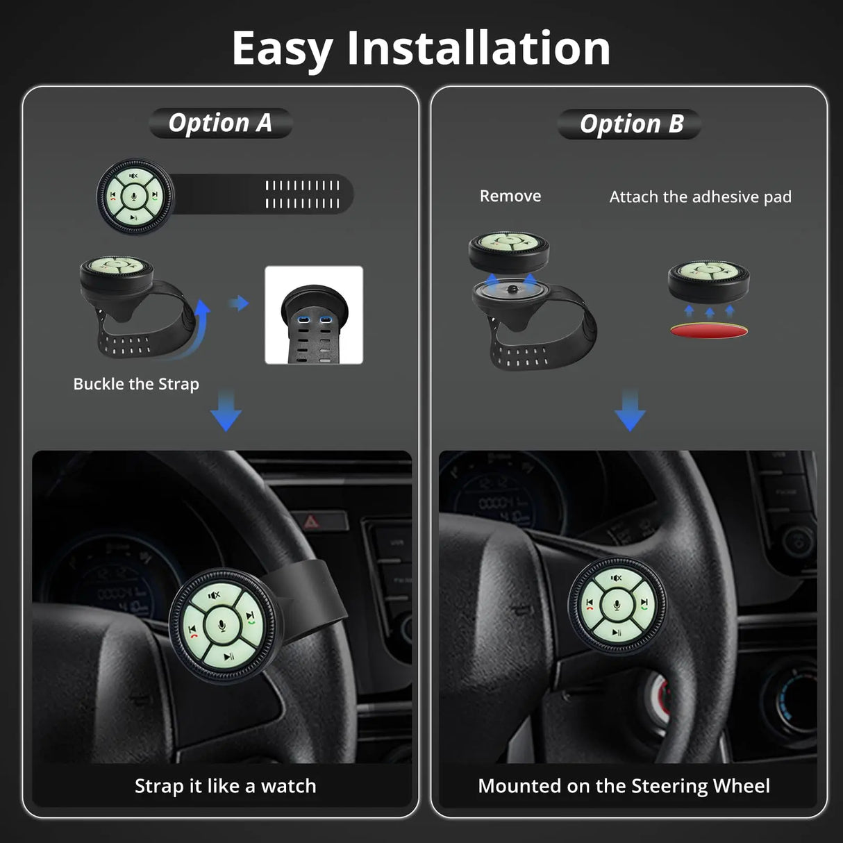ATOTO AC-44F8 Universal Steering Wheel Remote Control with Custom Key Mapping & Luminous Buttons