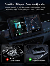 ATOTO CB4B Adaptateur CarPlay sans Fil – Double WiFi, Double Bluetooth, Carte TF 128Go, 4Go+32Go, AI Box Android avec DriveChat, Netflix/YouTube, Noir