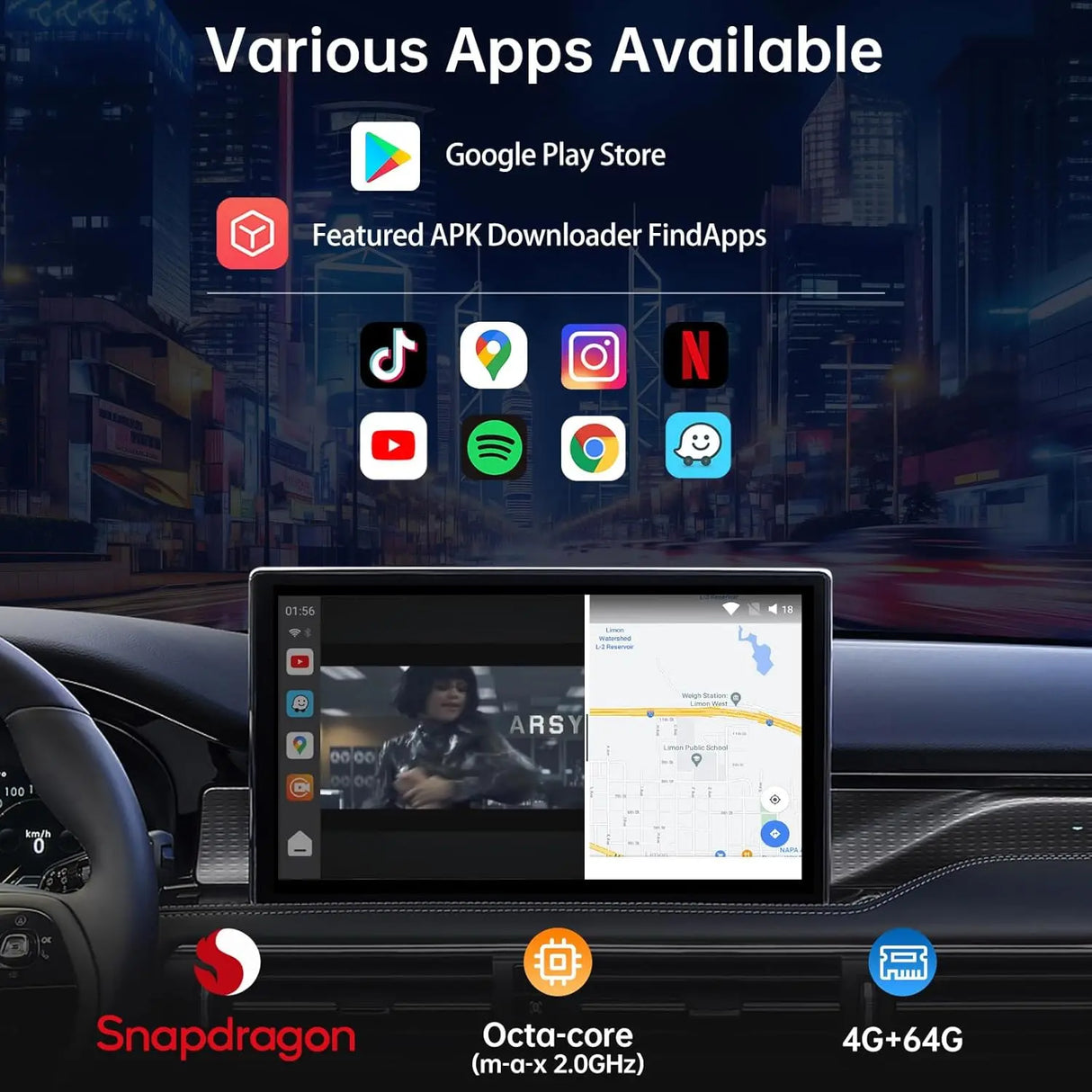 ATOTO CB6A Wireless CarPlay Adapter with OBD2 Diagnostics, 4GB RAM 64GB Storage, 4G LTE, Supports CarPlay & Android Auto, Preloaded DriveChat & FindApps, Plug-and-Play Car AI Box