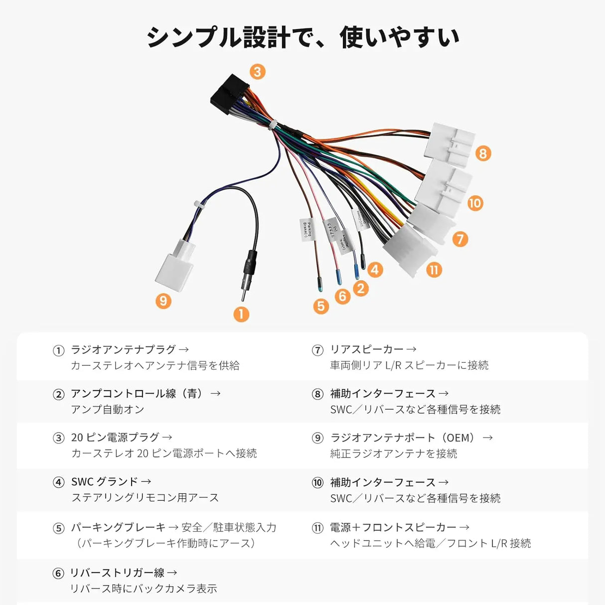 ATOTOカーオーディオ/ビデオ対応 トヨタダイハツ車用10P/6Pハーネスアンテナ&amp;ステアリングコントロールアダプター付き (A5/A6/S8/F7/X10対応)